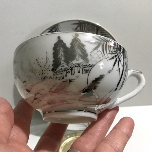 Vintage Kutani Porcelain Lithophane 3 piece set - Picture 3 of 15